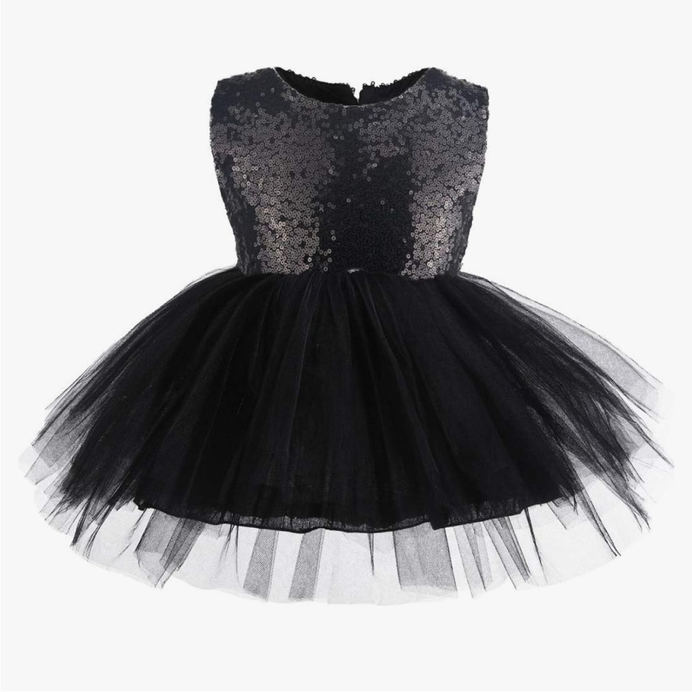 Black Sequin Tulle Dress